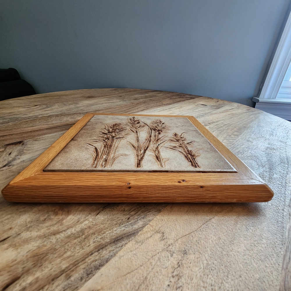 Rustic Vintage Wooden Framed Wheat Artwork Trivet or Wall Hanging - Picture 10 of 14